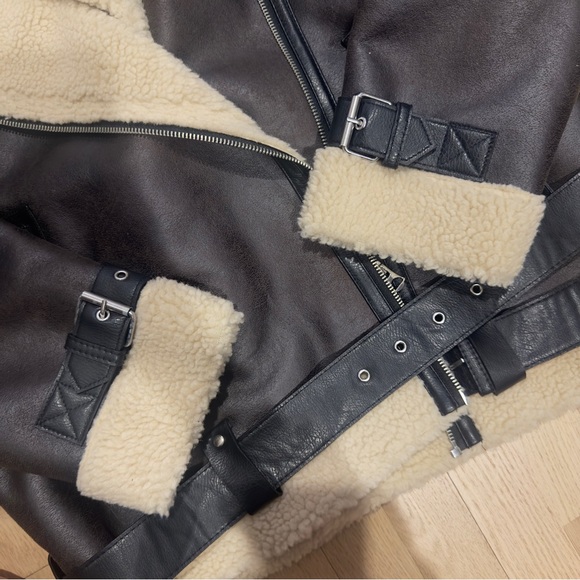 Zara Dark Brown Jacket with Cream Shearling - Picture 8 of 8